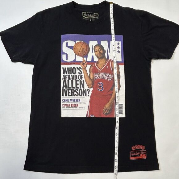 Mitchell Ness Allen Iverson Large Black T Shirt Slam Magazine 76ers Whos Afraid - Picture 5 of 7